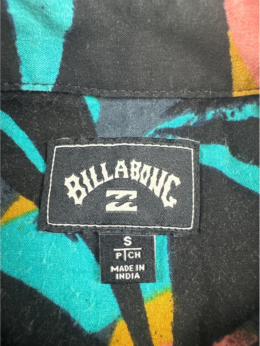 Billabong Mens Black Multicolor Abstract Print Short Sleeve Button Up Surf Shirt - Picture 4 of 8